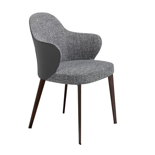 [4102] Dark grey fabric and leatherette chair