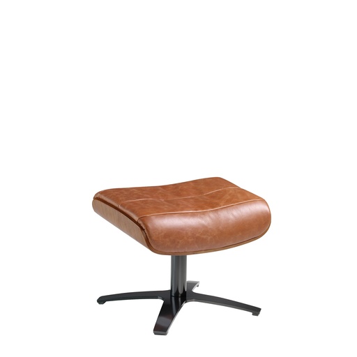 [5084] Brown leather ottoman