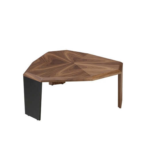 [2137] Asymmetrical coffee table in walnut and black pvc