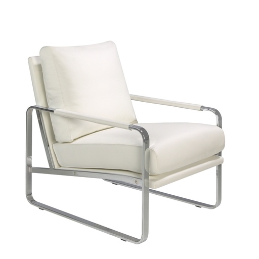 [5026] Fauteuil en similicuir blanc