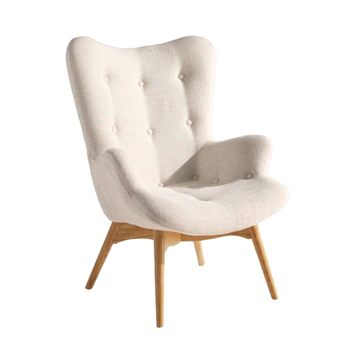 [5023] Beige fabric armchair