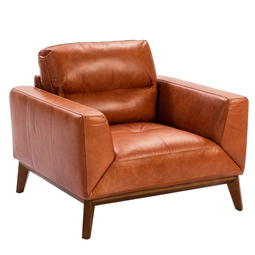 [5036] Fauteuil en cuir marron