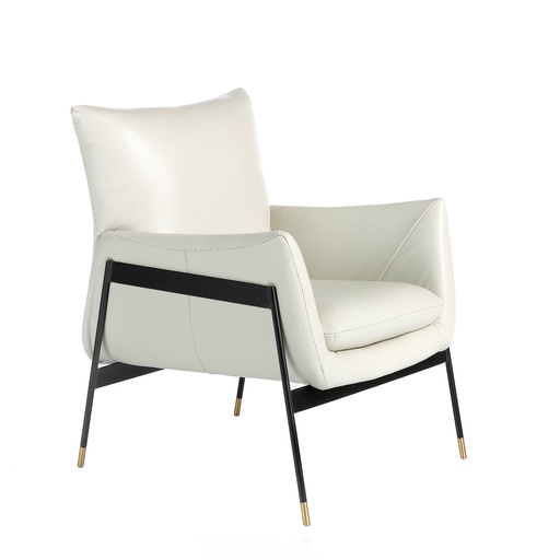 [5042] Pearl grey leather armchair