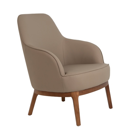 [5043] Taupe grey leatherette armchair