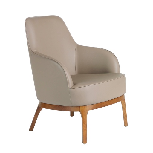 [5043] Taupe grey leatherette swivel armchair