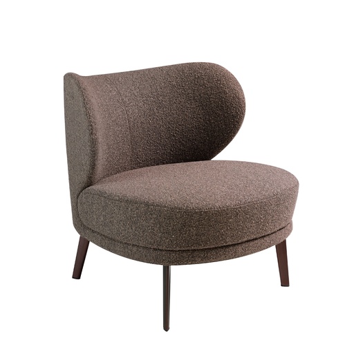 [5079] Brown fabric armchair