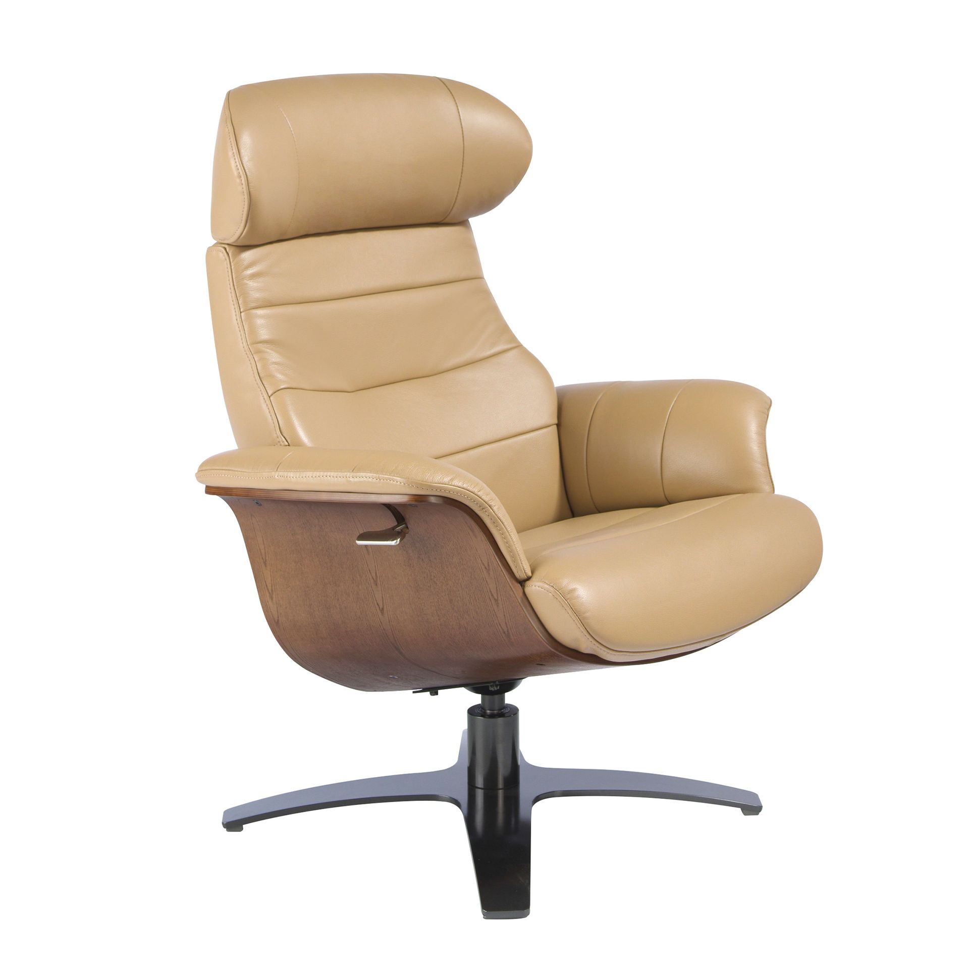 Poltrona girevole reclinabile in pelle Sand