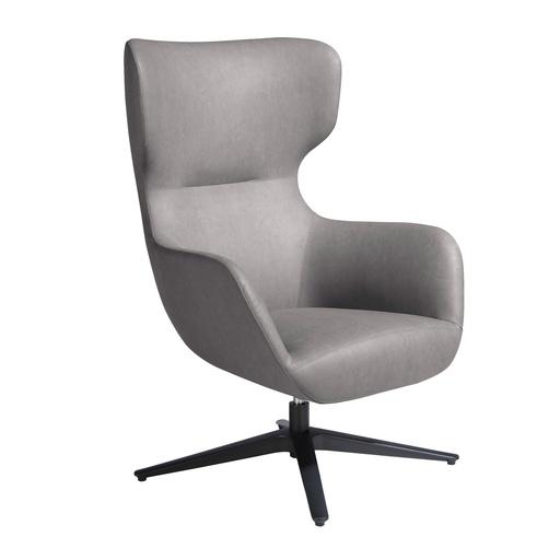 [5101] Fauteuil pivotant en similicuir gris foncé