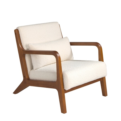 [5100] White fabric armchair