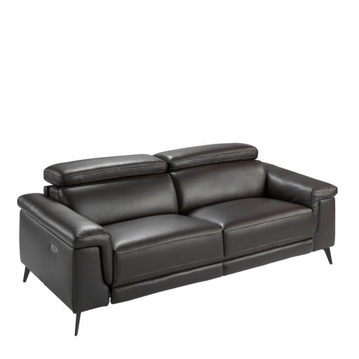 [6051] 3 seater chocolate brown leather relax sofa