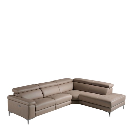 [6043] Relaxsofa mit rechter Chaiselongue in Leder Nerz