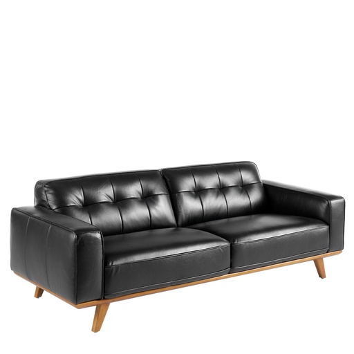 [6031] Chester 3-Sitzer-Sofa in schwarzem Leder