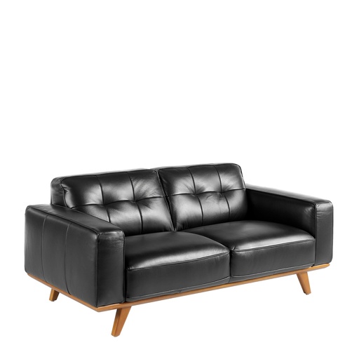 [6030] Chester 2-Sitzer Sofa aus schwarzem Leder