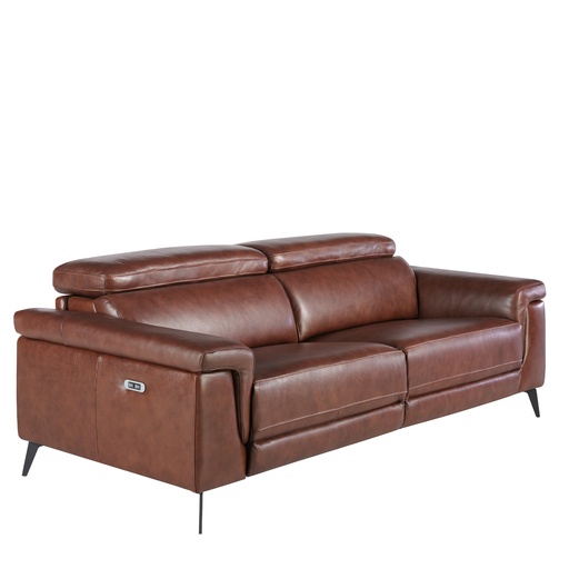 [6117] 3 seater relaxation sofa in brown leather