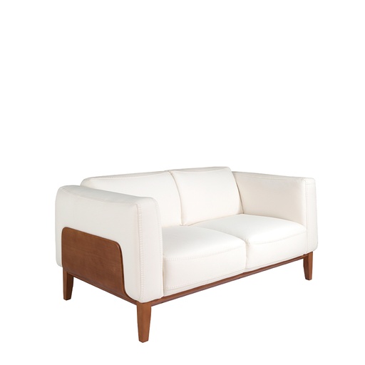 [6118] White leather 2-seater sofa