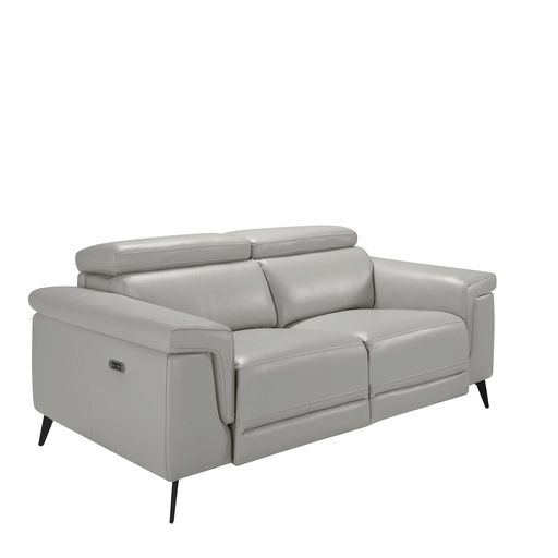 [6107] 2 seater relaxation sofa in grey leather