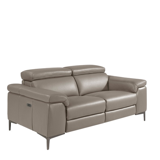 [6121] 2 seater relaxation sofa in dark grey leather