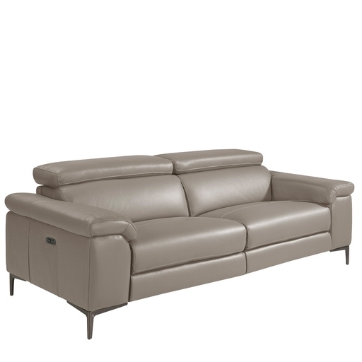 [6122] 3 seater relaxation sofa in dark grey leather