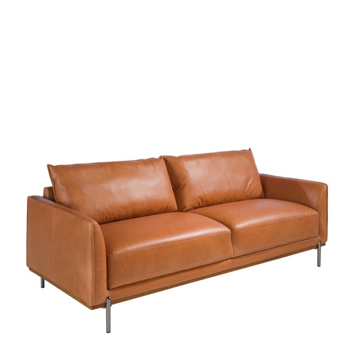 [6130] 3-Sitzer-Sofa aus braunem Leder