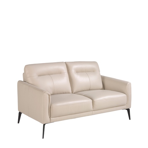 [6137] 2 seater leather sofa grey taupe