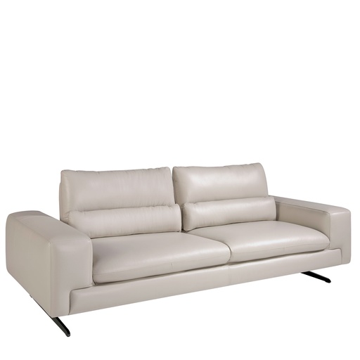 [6142] 3-sitzer ledersofa in taupe grau leder