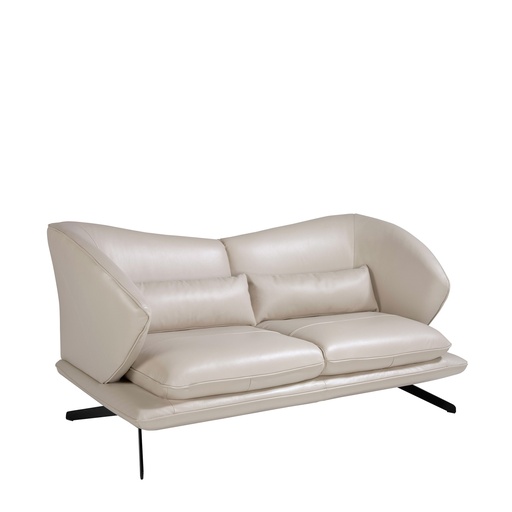 [6145] 2 seater sofa in taupe grey leather