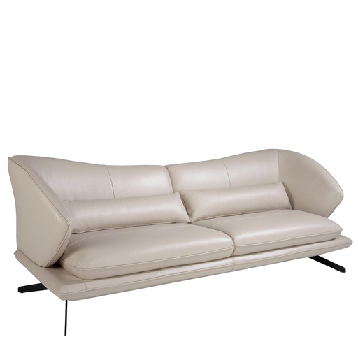 [6146] 3-sitzer ledersofa in taupe grau leder