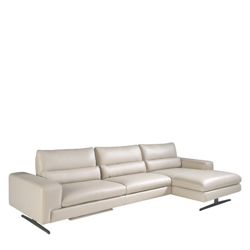 [6152C-LIQ] Right chaise longue relaxation sofa in taupe leather