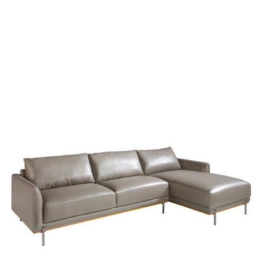 [6154] Rechtes Chaiselongue-Sofa rechts aus dunkelgrauem Leder