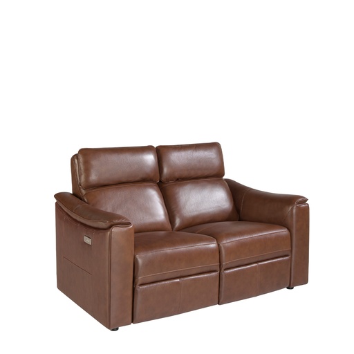 [6165] 2-sitziges relaxsofa in leder cognac braun