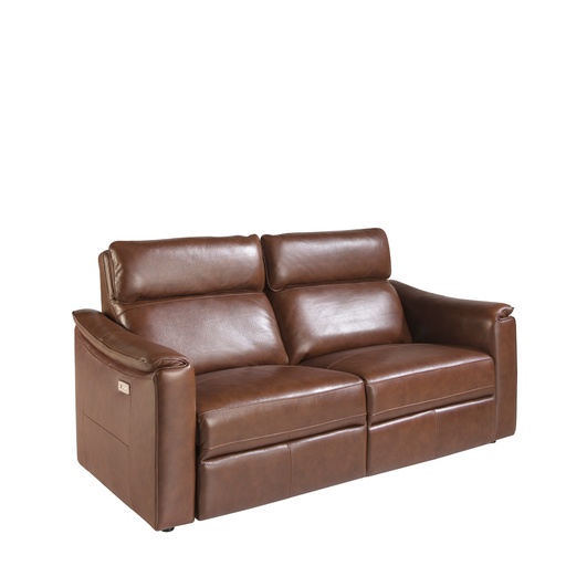 [6166] 3-seat relaxation sofa in cognac brown leather