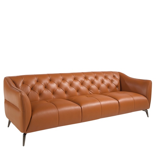 [6169] Chester 3-Sitzer Sofa aus braunem Leder