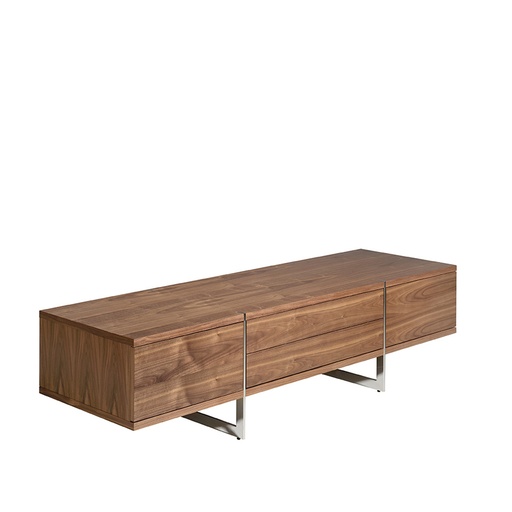 [3045] TV stand walnut and chromed steel