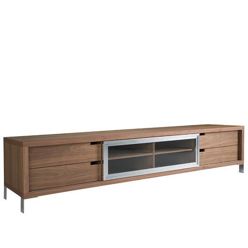 [3044] TV stand walnut and chromed steel