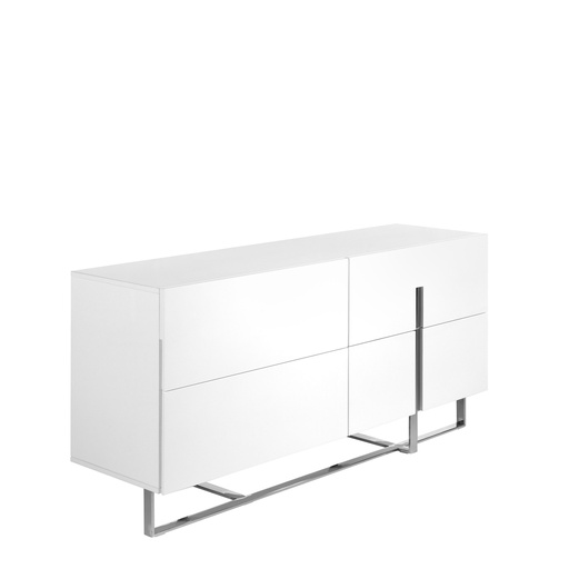 [3052] White wood and chromed steel sideboard