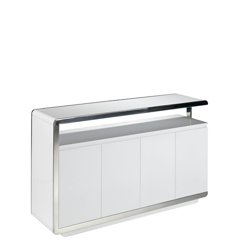 [3055] Credenza legno bianco e base in acciaio cromato