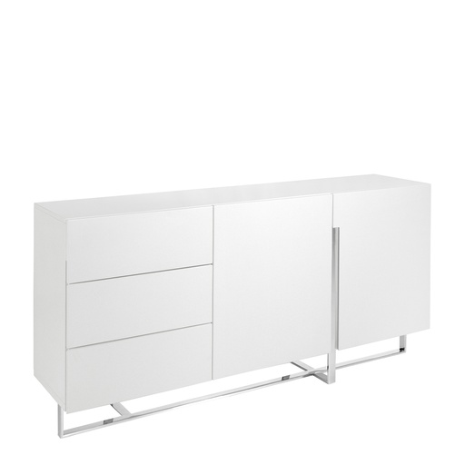 [3051] White wood and chrome-plated steel sideboard