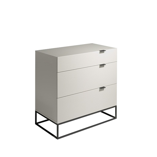 [7020] Chest of drawers grey wood and black steel