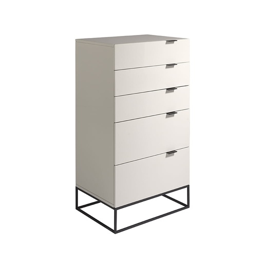 [7019] Chiffoniera legno grigio e acciaio nero