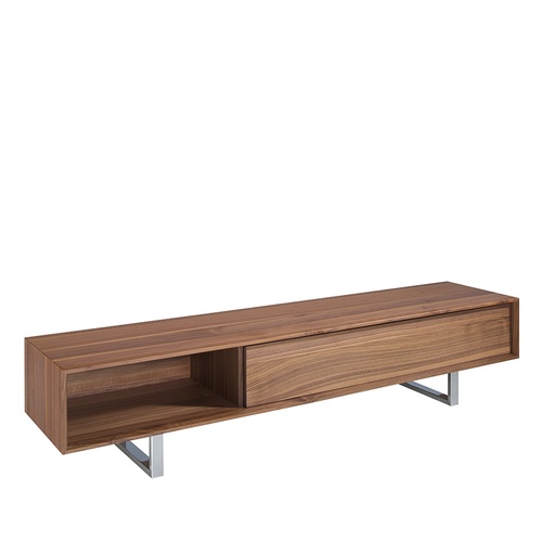 [3043] TV stand walnut and chromed steel