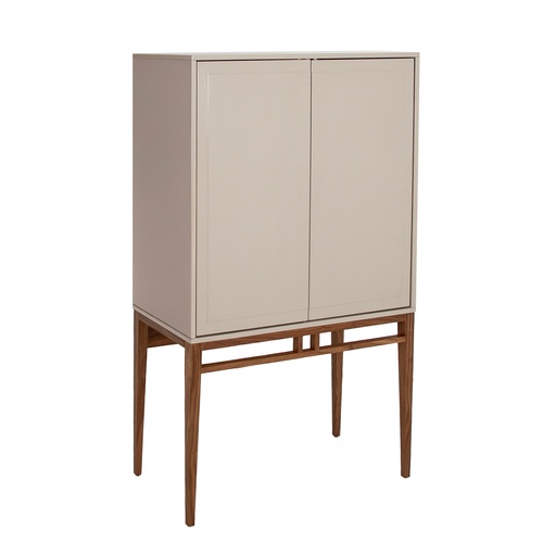 [3073] Hohe Anrichte in Beige und Nussbaum