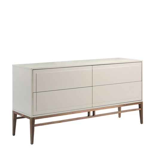 [3074] Beige and walnut wood sideboard