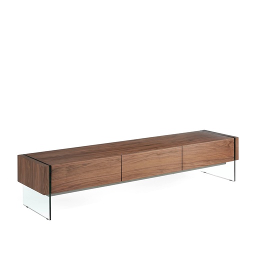 [3085] Mueble TV nogal y cristal templado