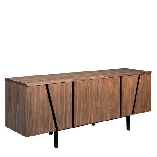 [3124] Credenza noce e acciaio nero