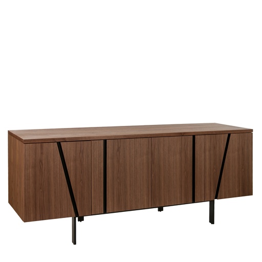 [3124] Sideboard walnut and black steel