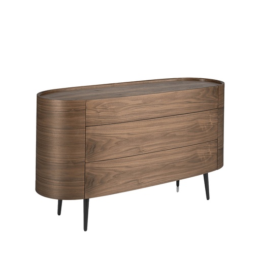 [7075] Chest of drawers walnut and black steel