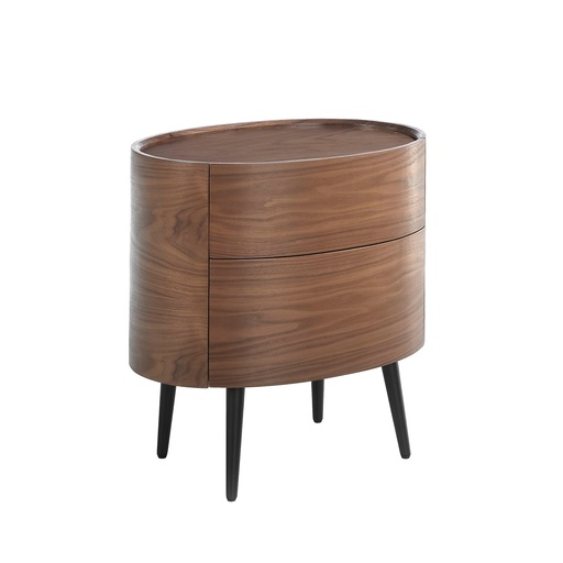 [7074] Bedside table walnut and black steel