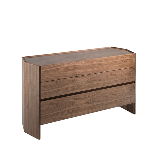 [7073] Chest of drawers walnut with tempered glass top