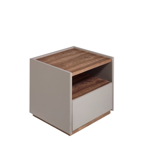 [7116] Grey wood and walnut bedside table