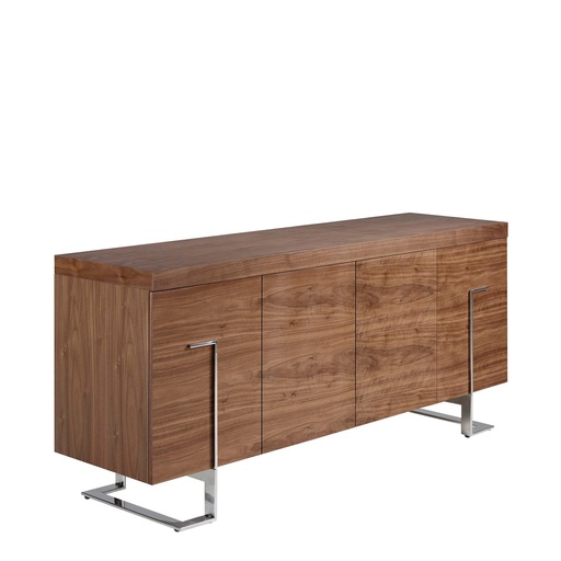 [3221] Credenza in noce e acciaio cromato